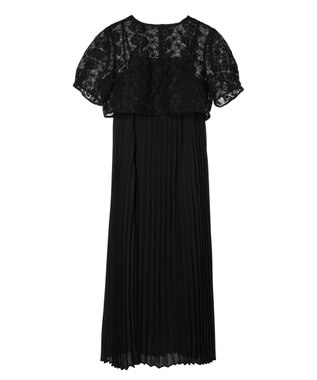 earth music&ecology ＳＥＴ２点　オーガンジー刺繍＋プリーツワンピース Black