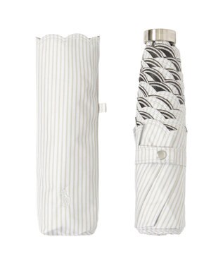 MOONBAT 【WEB限定/ 遮光率100％/遮熱/UV】POLO RALPH LAUREN（ポロ ラルフローレン）晴雨兼用日傘 ワンポイント ポロポニー ストライプ 折りたたみ傘 ベージュ