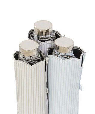 MOONBAT 【WEB限定/ 遮光率100％/遮熱/UV】POLO RALPH LAUREN（ポロ ラルフローレン）晴雨兼用日傘 ワンポイント ポロポニー ストライプ 折りたたみ傘 ベージュ