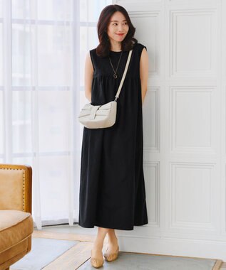 Tiaclasse 【洗える】後ろリボンギャザーワンピース ブラック