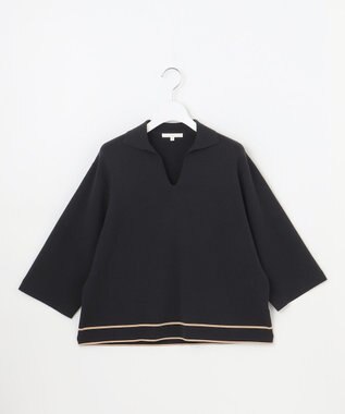 自由区 S レーヨンストレッチスキッパー ニット ネイビー