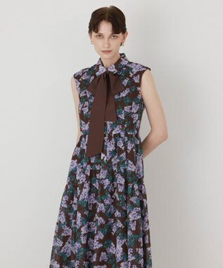 GRACE CONTINENTAL ボタニカルフラワーワンピース ブラウン
