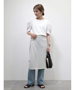 AMERICAN HOLIC 接触冷感タックスリーブ５分袖カットプルオーバー Off White