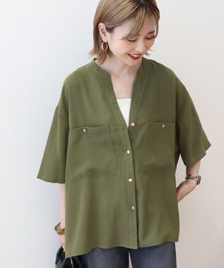 AMERICAN HOLIC ミリタリーWポケットスキッパーシャツ Khaki