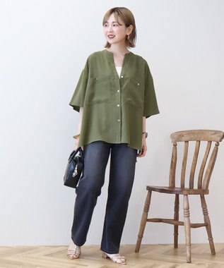 AMERICAN HOLIC ミリタリーWポケットスキッパーシャツ Khaki