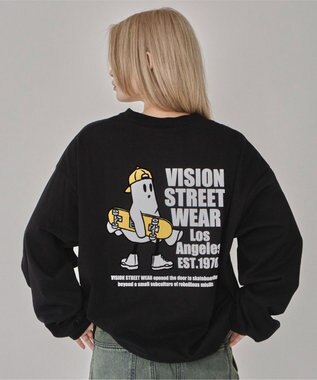 WEGO 【ユニセックス着用ITEM】別注VISIONゴーストスケータープリントT（LS） ブラック