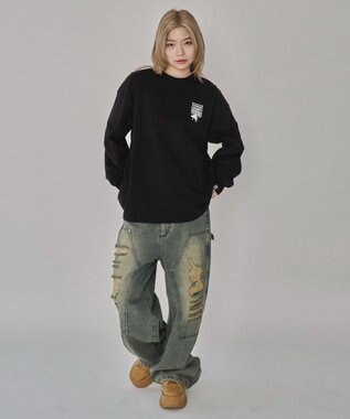 WEGO 【ユニセックス着用ITEM】別注VISIONゴーストスケータープリントT（LS） ブラック