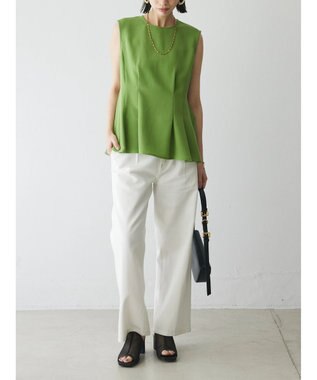 Green Parks AnriettMusee ノースリーブタックペプラムブラウス Green