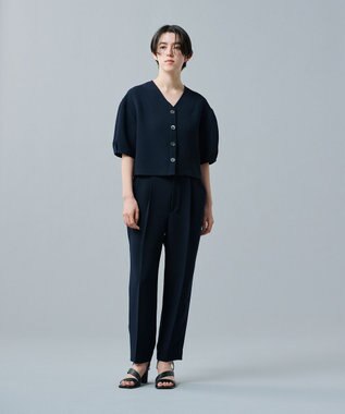 uncrave ウォッシャブルダブルクロス ブラウス ネイビー