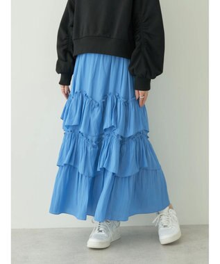 earth music&ecology ランダムティアードボリュームスカート Blue