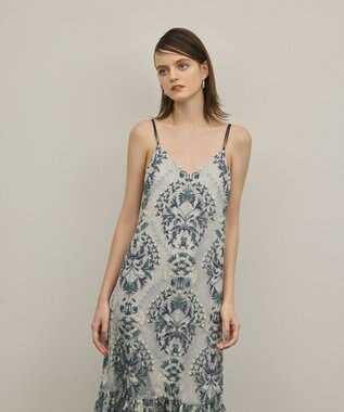 GRACE CONTINENTAL オーナメントembワンピース ブルー