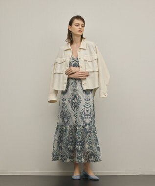 GRACE CONTINENTAL オーナメントembワンピース ブルー