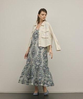 GRACE CONTINENTAL オーナメントembワンピース ブルー