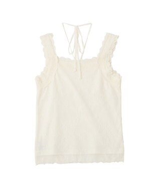 earth music&ecology 総レースホルターネックキャミソール Off White