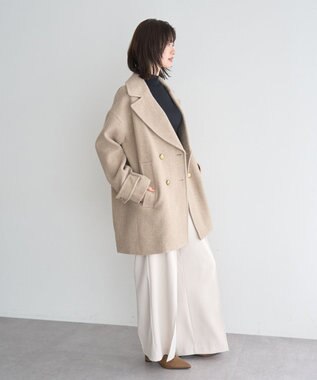 YECCA VECCA ウール混ミドル丈Pコート Dark Navy