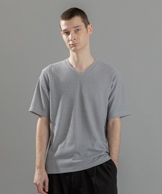 新素材【清涼感】メランジクロスジャージー　Vネック半袖カットソー