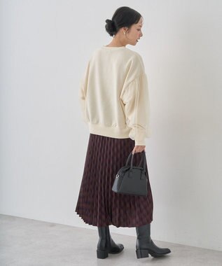 earth music&ecology すきな丈Ｔ／Ｒプリーツスカート Check Bordeaux