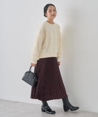 earth music&ecology すきな丈Ｔ／Ｒプリーツスカート Check Bordeaux