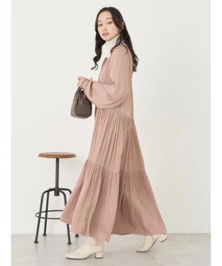 earth music&ecology サテンティアードワンピース Beige