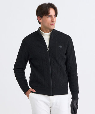 【MEN】ケーブルジップアップカーディガン　防風裏地付き