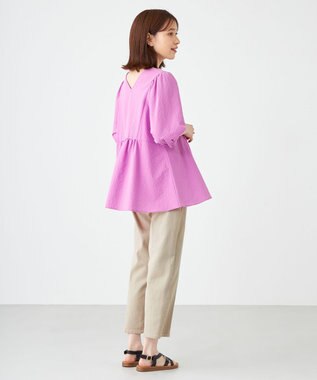 SHARE PARK LADIES ソフトタッチギャザーブラウス ピンク系