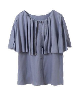 earth music&ecology ケープカラーブラウス Grayish Blue