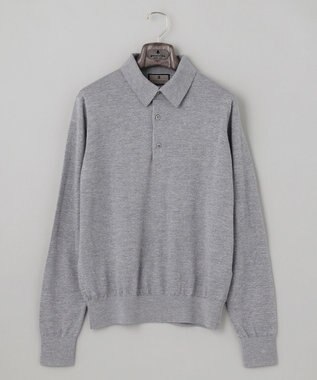 GOTAIRIKU オリジナル設計【洗える/チクチクしにくい/ピリングしにくい】イタリア糸 ハイゲージ  ニットポロ_WOOL100% ライトグレー系