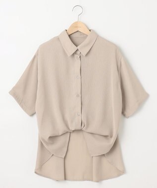 SHARE PARK LADIES 【2WAY】オーバーサイズ楊柳シャツ ライトグレー系