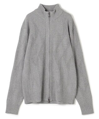 JOSEPH HOMME  新柄【洗える】シルクバルキー　　ハイネックジップアップニット ライトグレー系