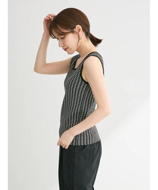 Green Parks ジャガード柄スクエアニットプルオーバー Black