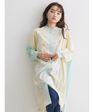 AMERICAN HOLIC Ｆｌｏｗｅｒ　×　Ｓｔｒｉｐｅシャツチュニック Yellow