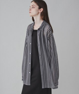 WEGO 【ユニセックス着用ITEM】ストライプメッシュBIGシャツ 柄1