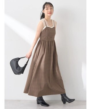 earth music&ecology ビスチェ風キャミドレ Check Brown