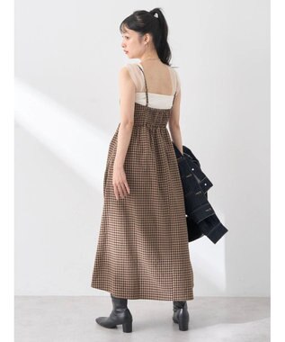 earth music&ecology ビスチェ風キャミドレ Check Brown