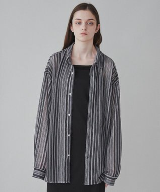 WEGO 【ユニセックス着用ITEM】ストライプメッシュBIGシャツ 柄1