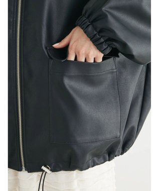 Green Parks ・ＥＬＥＮＣＡＲＥ　ＤＵＥ　合皮ステンカラーブルゾン Black