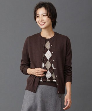 J.PRESS LADIES 【洗える】アーガイルツイン ニット ダークブラウン系