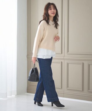 Feroux 【洗える】ラッフルレイヤード ニット アイボリー系