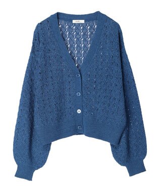 earth music&ecology 透かし編みテープヤーンカーディガン Pink