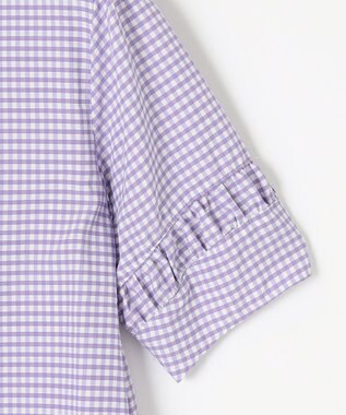 J.PRESS LADIES 【洗える】アセVisギンガム シャツ ブラウス ラベンダー系