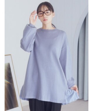 earth music&ecology バックヘムプリーツチュニック Blue