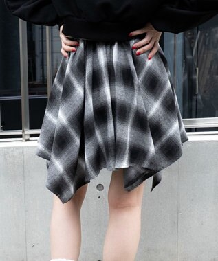 WEGO ネルシャツライクイレヘムミニスカート ブラック