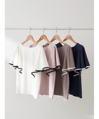 earth music&ecology パイピングフレアスリーブカットソー Off White