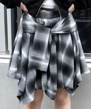 WEGO ネルシャツライクイレヘムミニスカート ブラック