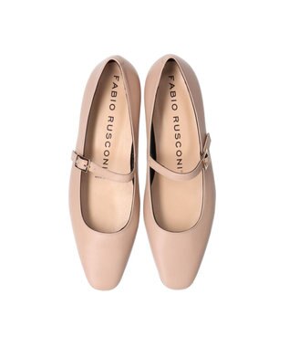 INTER-CHAUSSURES 【FABIO RUSCONI】スクエアトウワンストラップパンプス ライトベージュ