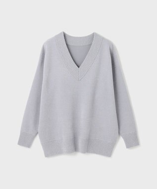 GRACE CONTINENTAL ラメVネックニットトップ グレー