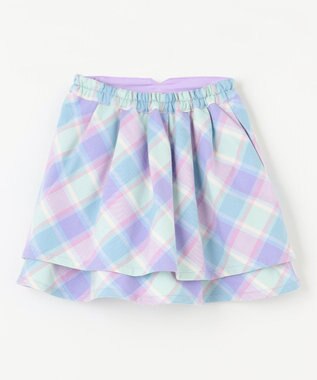 ANY KIDS シャギーチェックスカート ラベンダー系