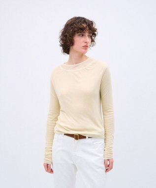 ATON SILK BLENDED CIRCULAR RIB | クルー＆クルーレイヤードプルオーバー YELLOW