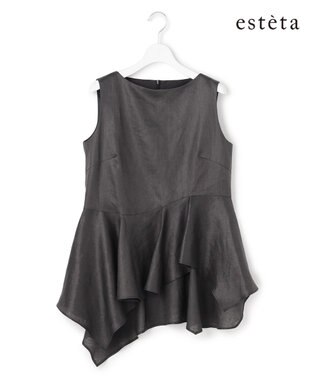 23区 【エステータ】チンツリネン ペプラム ブラウス グレー系