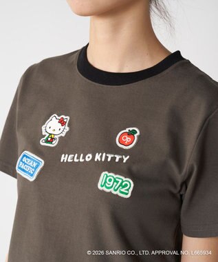 OP／FILA 【Ocean Pacific×ハローキティ】ワッペンリンガーチビTシャツ チャコールグレー